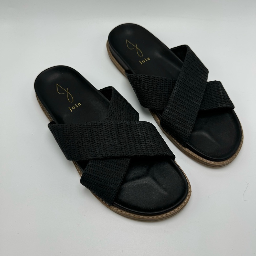 Joie Nell Sandal Black Woven Slip On Size 9.5 Comfort Shoe